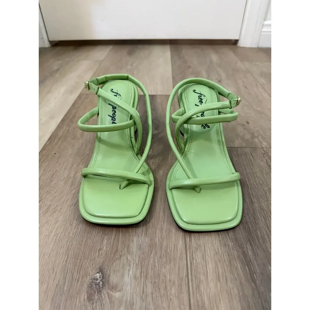 free people perth strappy slingback heels secret sage green women 6.5 US / 37 EU